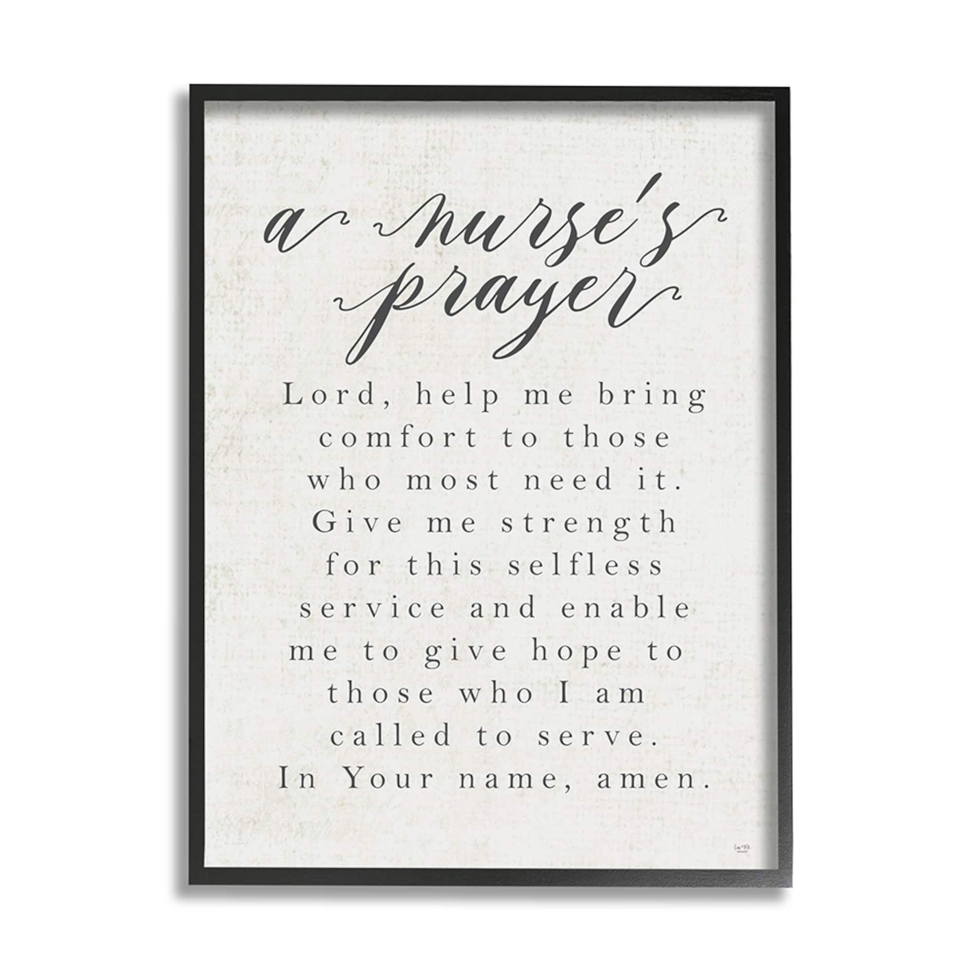 Stupell Industries A Nurse's Prayer Inspirational Office Faith Framed Wall Art